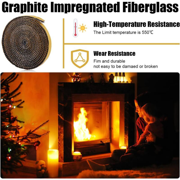 3Mm X 1Cm Heat Resistant Fiberglass Gasket Self Adhesive Chimney Seal For Wood Stoves & Open Fireplaces Up To 550Ac Fireplace & Stove Accessories