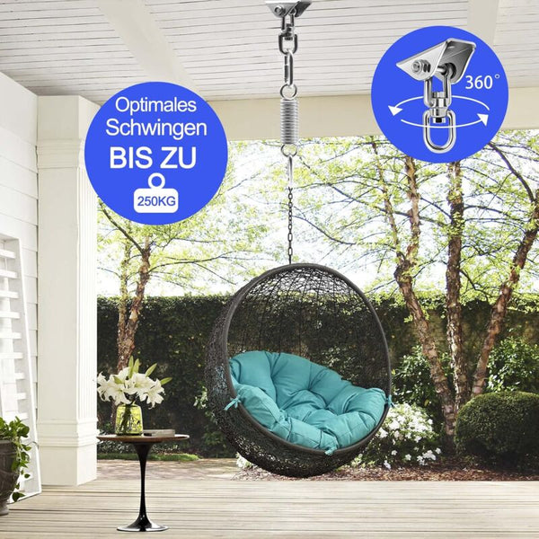 Stainless Steel Ceiling Mount Hanging Chair Spring Hook Kit 360A Rotation 450 Kg Capacity Hooks & Eyes