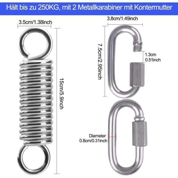 Stainless Steel Ceiling Mount Hanging Chair Spring Hook Kit 360A Rotation 450 Kg Capacity Hooks & Eyes