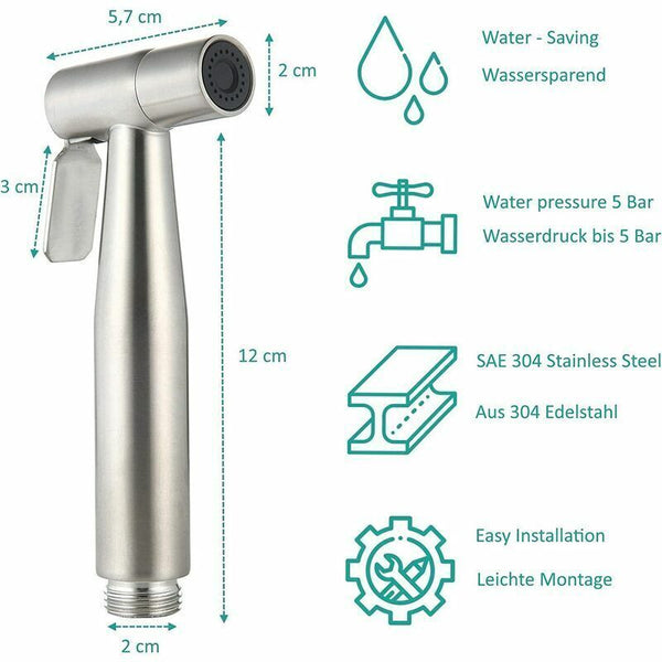 Debuns Toilet Bidet Kit With Handheld Sprayer & Shower Head Silver Bidets