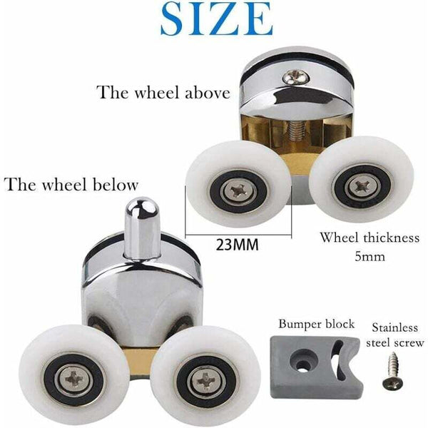 4X Shower Door Rollers For 14Mm Glass Hole Sliding Wheel Replacement Sliding Door Hardware