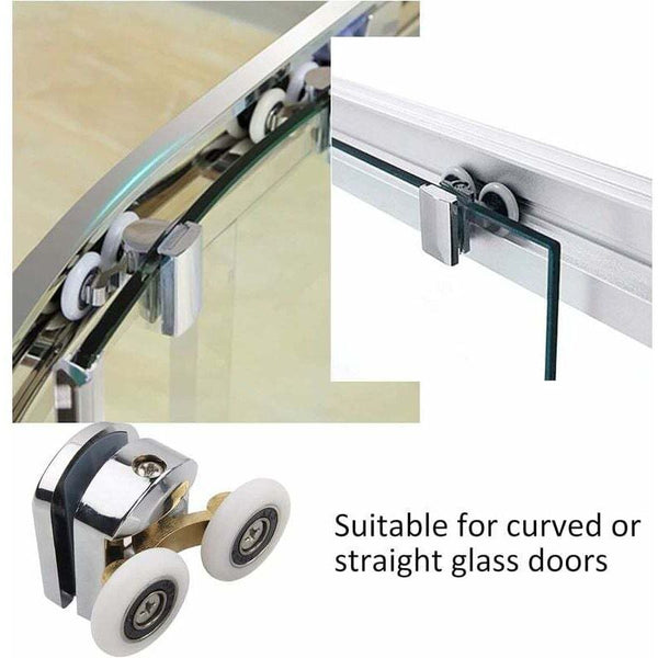 4X Shower Door Rollers For 14Mm Glass Hole Sliding Wheel Replacement Sliding Door Hardware
