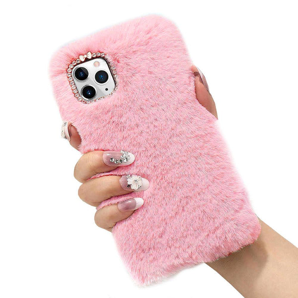 Iphone 12 Mini Fluffy Fur Pink Case Compatible With Soft Protective Mobile Phone Cover Cases Covers & Skins