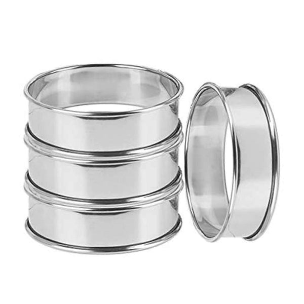 4Pcs Stainless Steel Muffin Rings Nonstick Pastry For Home Baking Egg & Pancake Rings