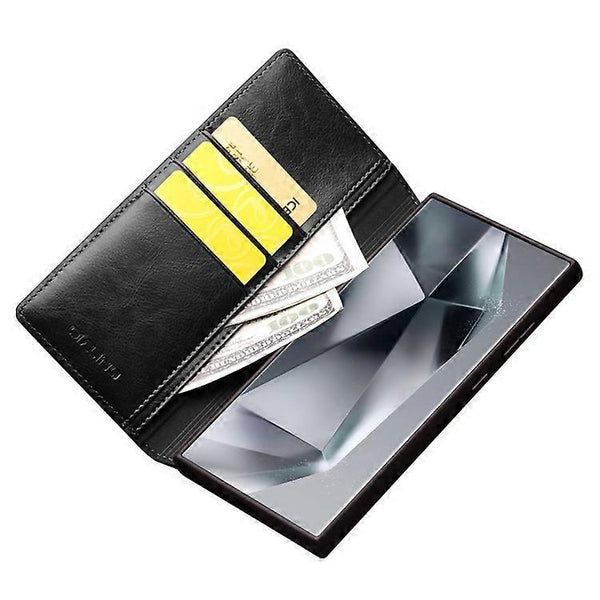 Compatible With Samsung Galaxy S24 Ultra Genuine Leather Wallet Phone Case Flip Stand Cover Black Cases Covers & Skins