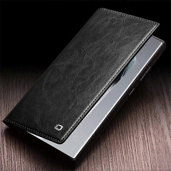 Compatible With Samsung Galaxy S24 Ultra Genuine Leather Wallet Phone Case Flip Stand Cover Black Cases Covers & Skins