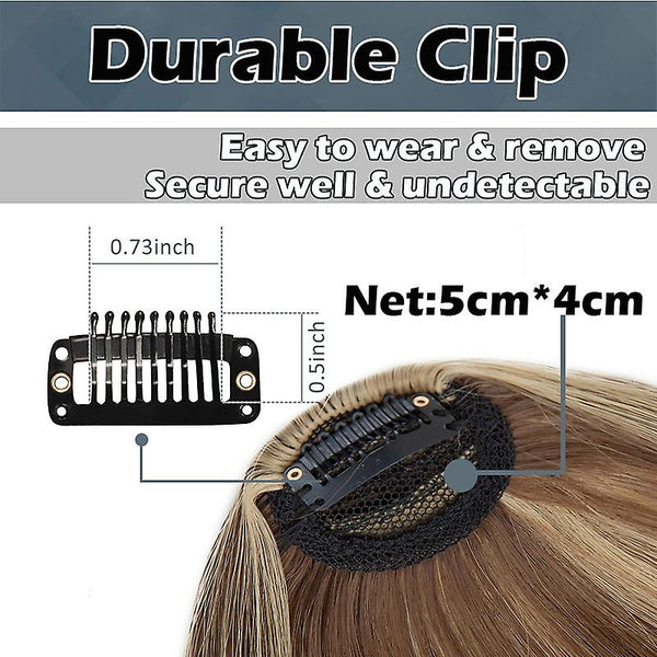 Clip In Hair Bangs Extensions 28Cm Black Brown French Pieces Hair Extensions