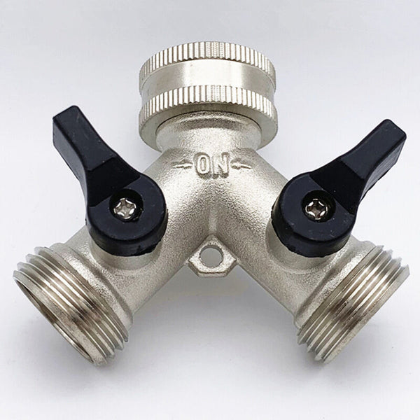 2 Way Brass Hose Splitter With Quick Connect For 3/4" Garden Hoses