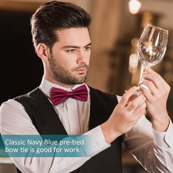 Pre Tied Bow For Men Tux Adjustable Formal Neck Satin Party Wedding (Red) Ties