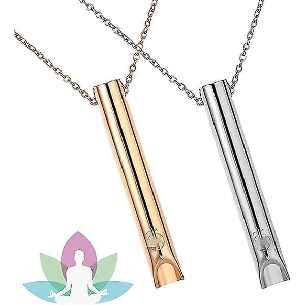 2Pcs Breathing Necklace Anxiety For Women Stress Relief Mindful Stainless Steel Meditation Relaxation Silver Gold Necklaces & Pendants