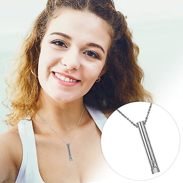 2Pcs Breathing Necklace Anxiety For Women Stress Relief Mindful Stainless Steel Meditation Relaxation Silver Gold Necklaces & Pendants