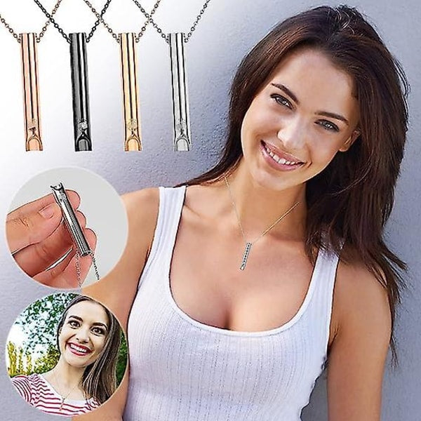 2Pcs Breathing Necklace Anxiety For Women Stress Relief Mindful Stainless Steel Meditation Relaxation Silver Gold Necklaces & Pendants