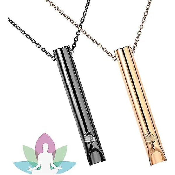 2Pcs Breathing Necklace Anxiety For Women Stress Relief Mindful Stainless Steel Meditation Relaxation Black Gold Necklaces & Pendants