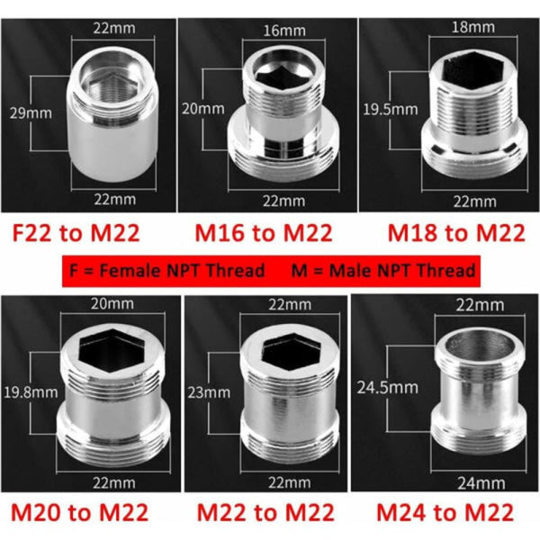 2 Pack Brass Faucet Adapter 22Mm Male To Aerator Connector Other Pipe Tools