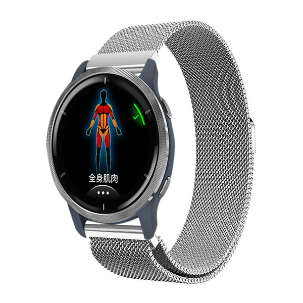Garmin Venu 2 2S Sq Compatible Milanese Magnetic Stainless Steel Bracelet Silver Watch Bands
