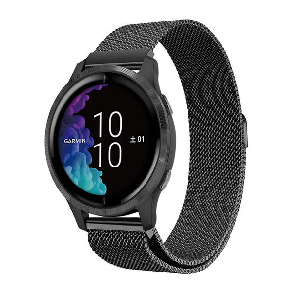 Garmin Venu 2 2S Sq Compatible Stainless Steel Milanese Magnetic Bracelet Black Watch Bands