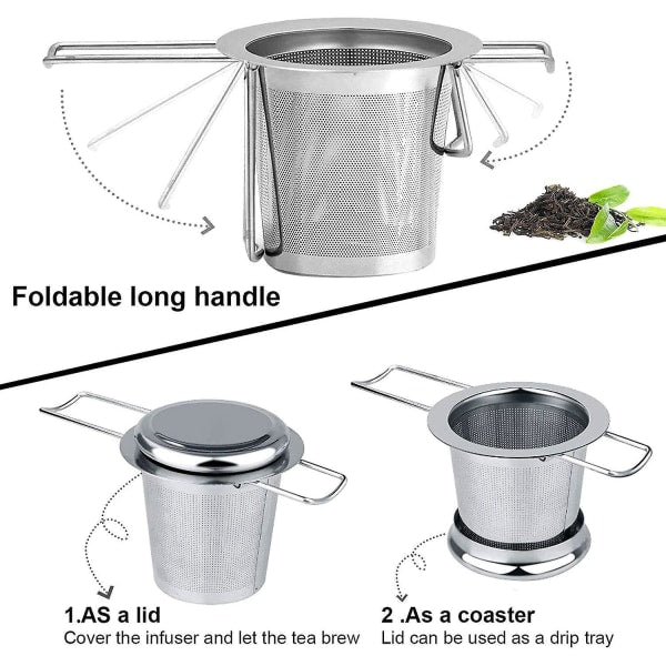 Stainless Steel Tea Strainer With Fine Mesh And Foldable Handle Colanders Strainers & Sifters