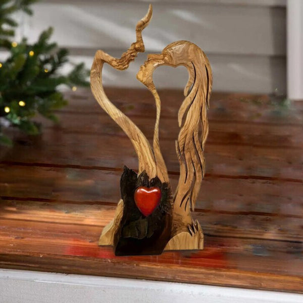 Love Heart Kissing Couple Abstract Sculpture Romantic Statue Ornaments & Statues