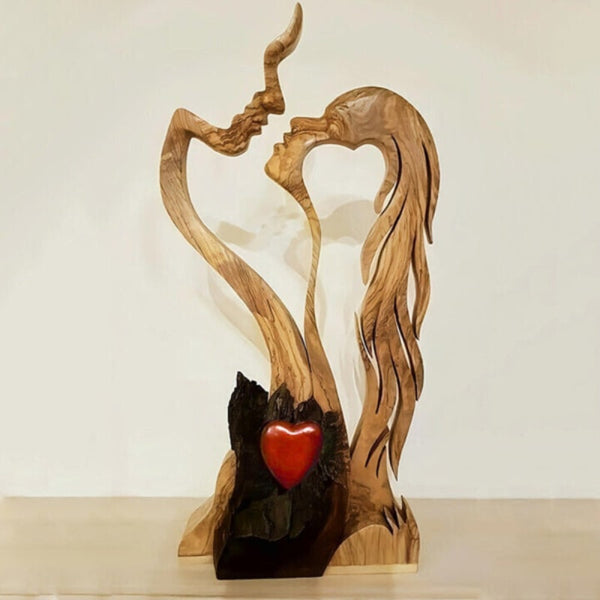 Love Heart Kissing Couple Abstract Sculpture Romantic Statue Ornaments & Statues