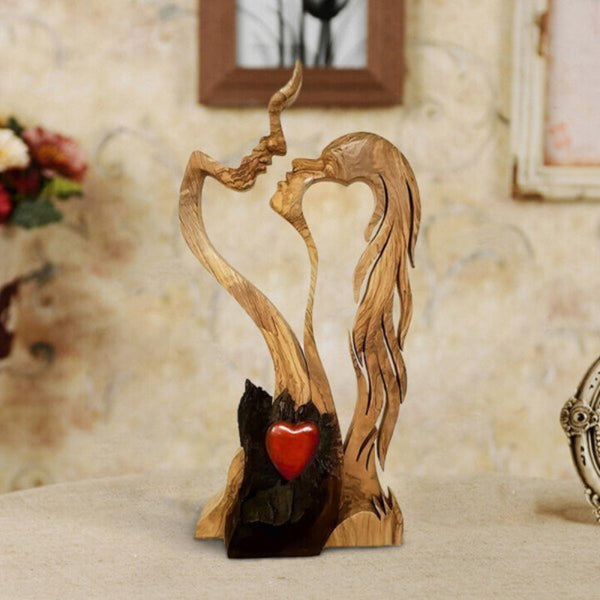 Love Heart Kissing Couple Abstract Sculpture Romantic Statue Ornaments & Statues