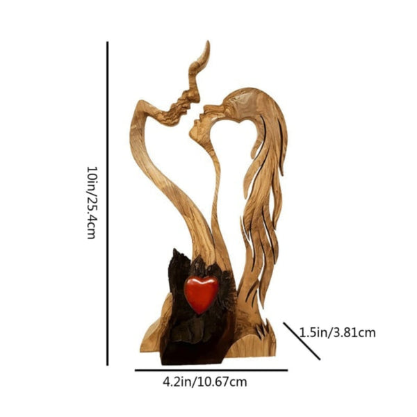 Love Heart Kissing Couple Abstract Sculpture Romantic Statue Ornaments & Statues