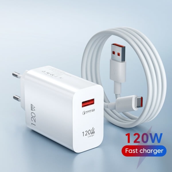 120W Usb C Fast Charger Huawei Samsung Xiaomi Compatible With Qc3.0 Type Cable 10A Eu White Chargers & Cradles
