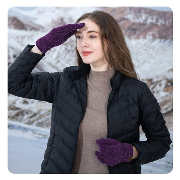 Touchscreen Gloves Women Warm Knitted 2 Pairs Bright Yellow Gloves & Mittens