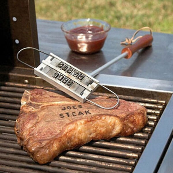 Barbecue Meat Stamp Wooden Handle Diy Steak Branding Tool Barbecue Accessories