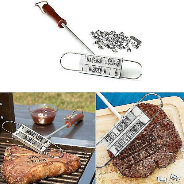 Barbecue Meat Stamp Wooden Handle Diy Steak Branding Tool Barbecue Accessories