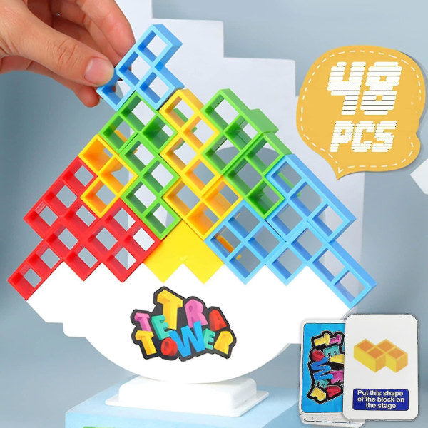 48 Pcs Tetra Tower Balance Stacking Block Game For Kids And Adults Baby Stacking Toys