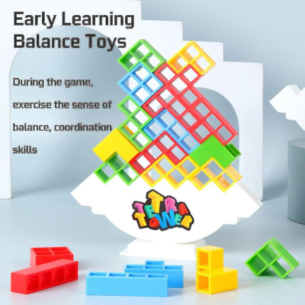 48 Pcs Tetra Tower Balance Stacking Block Game For Kids And Adults Baby Stacking Toys