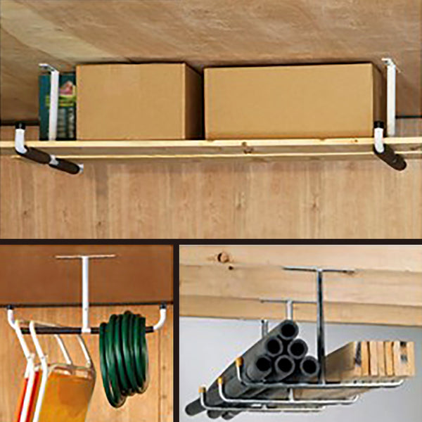 Heavy Duty Steel Storage Hook For Ceiling Rack Compatible With Hanging Bikes Tools Snowboard Fishing Rods White System Bicycle Stands & Storage