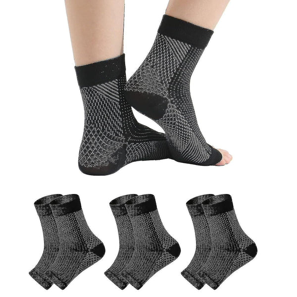 3 Pairs Of Neuropathy Soothing For Pain Tendinitis Compression Plantar Fasciitis Black L Xl Socks