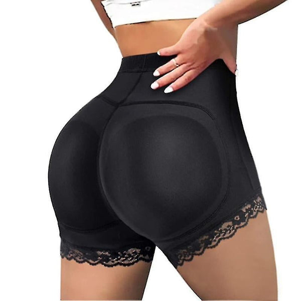 Women's Body Shaper Padded Butt Lifter Shorts Black With Fake Bum Hip Enhancer Push Up Panty Shapewear