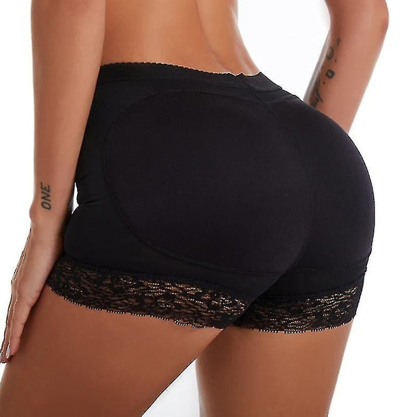 Women's Body Shaper Padded Butt Lifter Shorts Black With Fake Bum Hip Enhancer Push Up Panty Shapewear