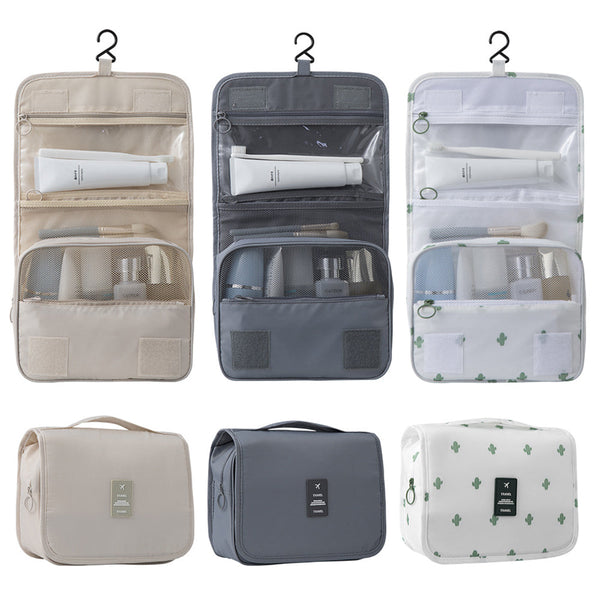 Travel Toiletry Bag For Women With Hook Beige Hanging Makeup Bags & Cases