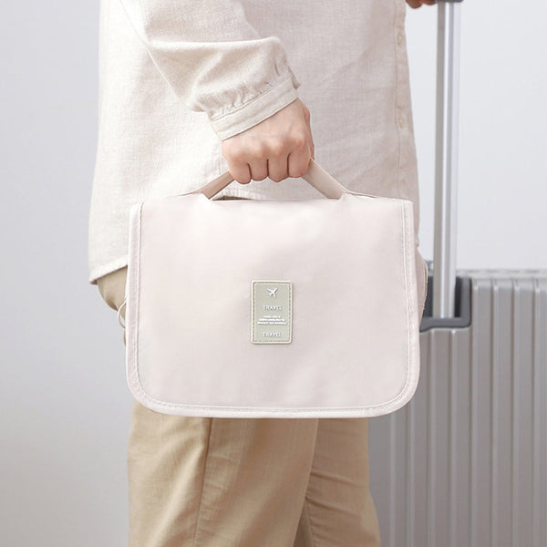 Travel Toiletry Bag For Women With Hook Beige Hanging Makeup Bags & Cases