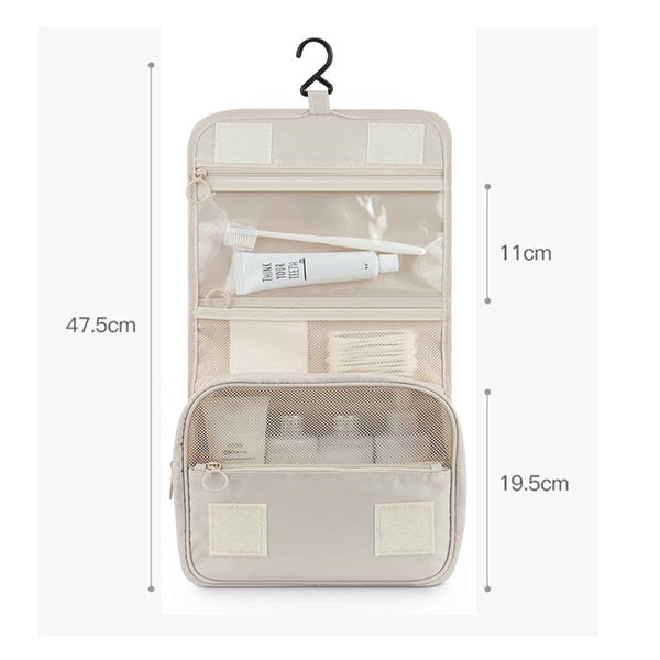Travel Toiletry Bag For Women With Hook Beige Hanging Makeup Bags & Cases