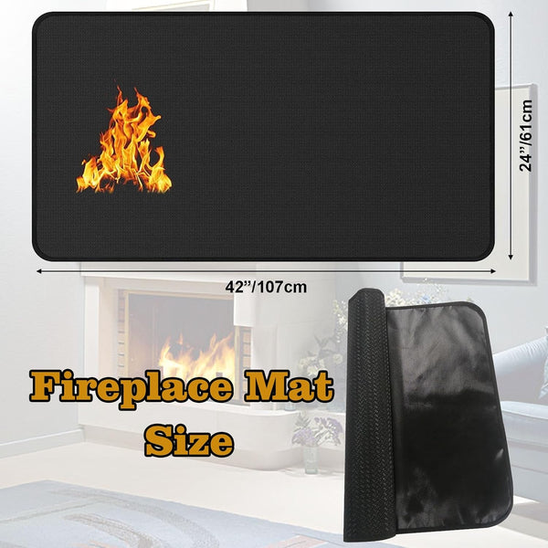 Fireproof Fireplace Hearth Mat Rug Resistant Rectangular Pit Heated Floor For Outdoor Grills Pits Smokers Woodstoves 42" X24 Rugs