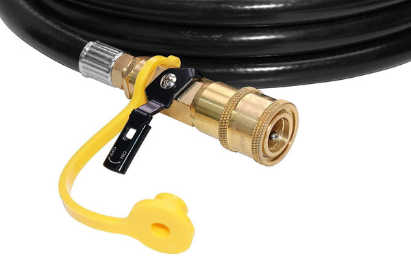 12 Ft Rv Propane Quick Connect Hose Disconnect Extension 1/4 Inch Safety Shutoff Valve & Male Full Flow Plug For Lp Gas Low Pressure System Barbecue T