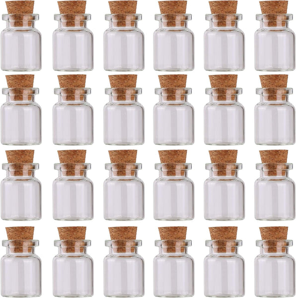 24Pcs 5Ml Mini Glass Bottles With Cork Stoppers For Diy Crafts & Decor Bottle Stoppers