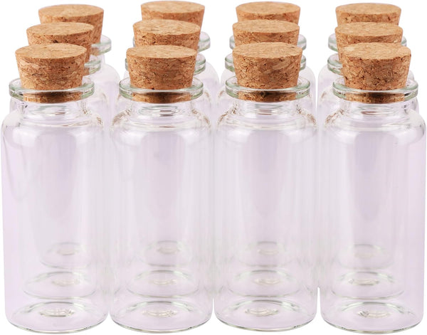 30Ml Glass Bottles With Cork Stoppers 12 Sets For Crafts & Favors Bottle Stoppers