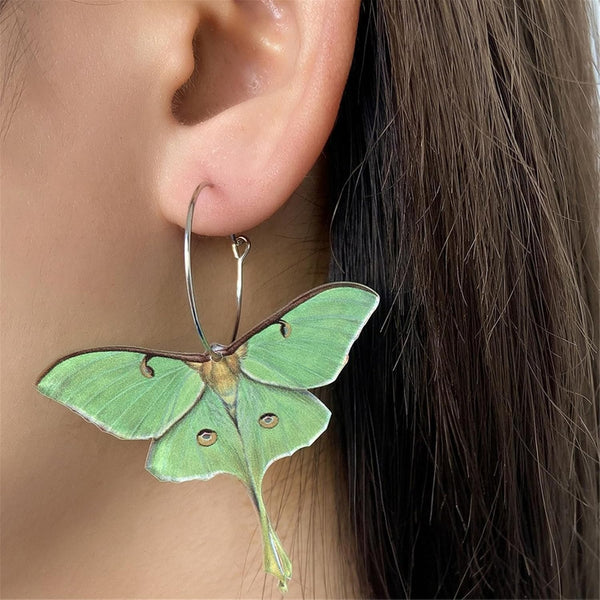 Butterfly For Women Unique Punk Insect Moth Drop Colorful Lightweight Acrylic Wing Statement Party Jewelry Earrings