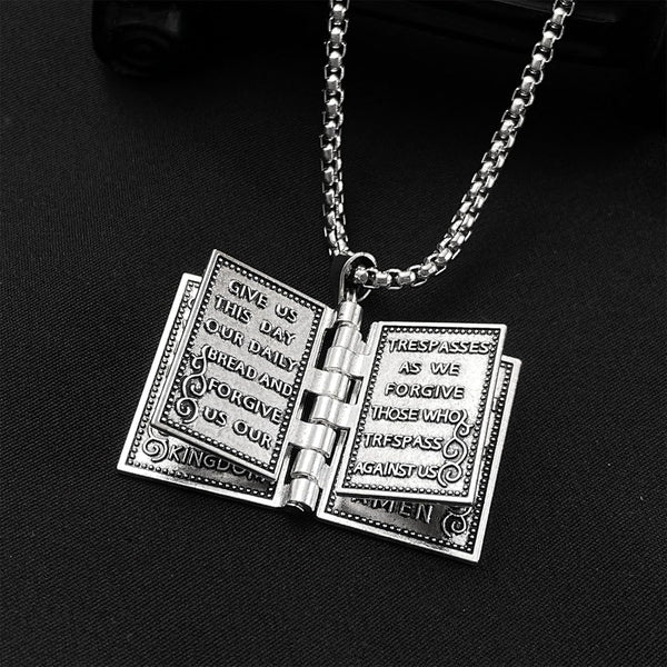 2Pcs Holy Bible Pendant Necklace For Men And Women Miniature Readable Scripture Gold/Silver Necklaces & Pendants