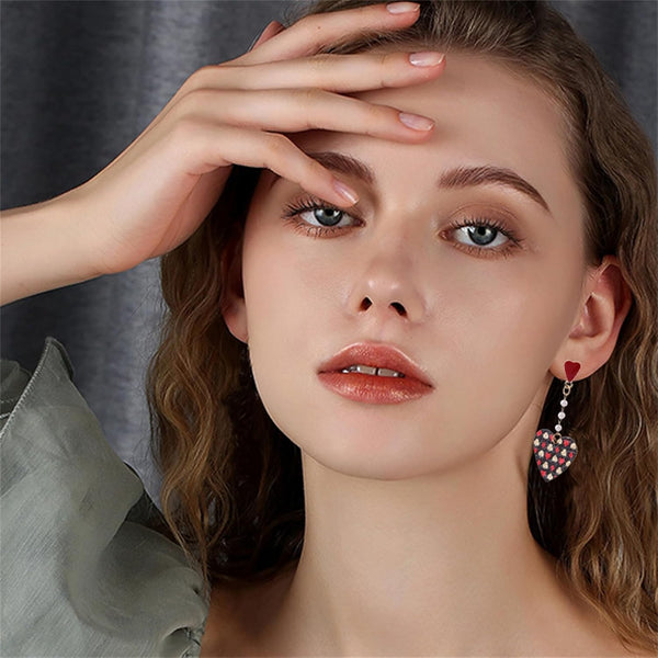 Red Heart Queen Poker Asymmetric Gambling Casino Chic Jewelry Earrings