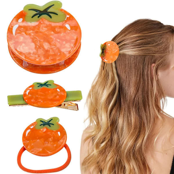 3 Pack Orange Persimmon Acetate Hair Claw Clips For Women & Girls Hair Accessories