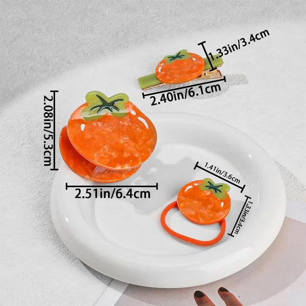3 Pack Orange Persimmon Acetate Hair Claw Clips For Women & Girls Hair Accessories
