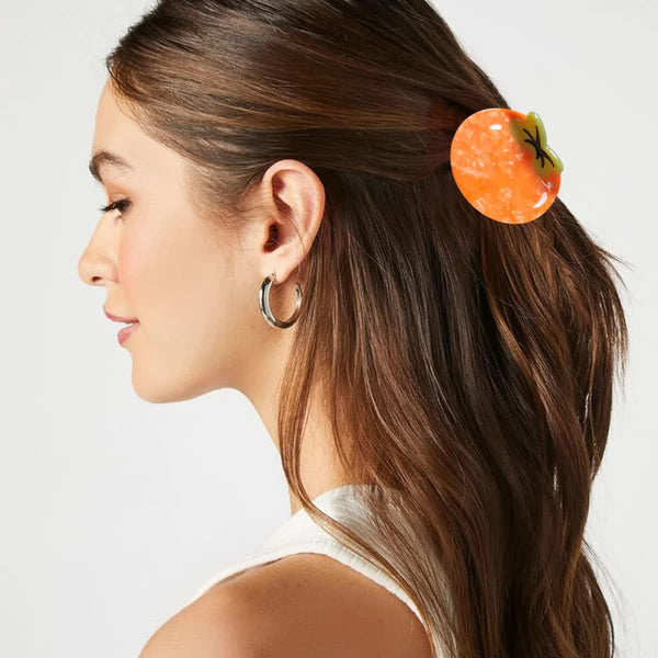3 Pack Orange Persimmon Acetate Hair Claw Clips For Women & Girls Hair Accessories