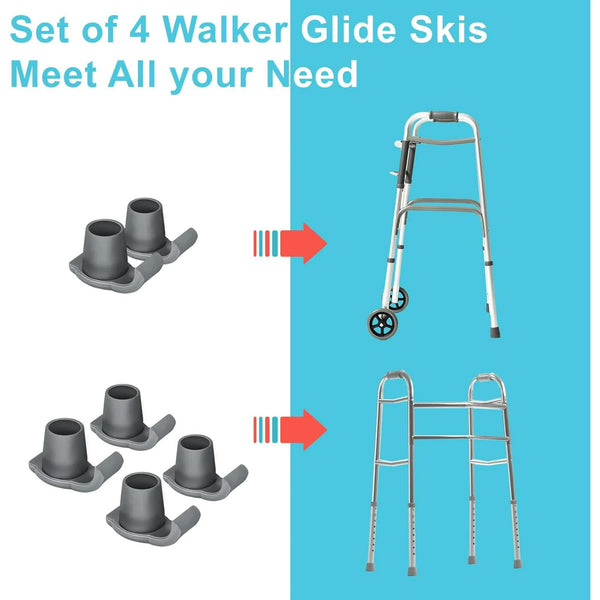 4 Pack Walker Skis Glides Universal Accessories For Seniors Mobility Aid Accessory Walkers & Canes