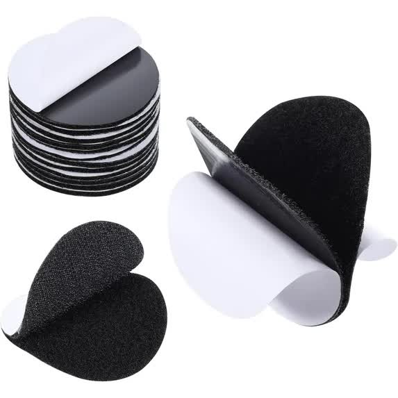 12 Pairs Round Self Adhesive Hook And Loop Tape Inch Black Nylon Dots Double Sided Strip Heavy Weight Industrial Strength Sticky For Home Car Office W